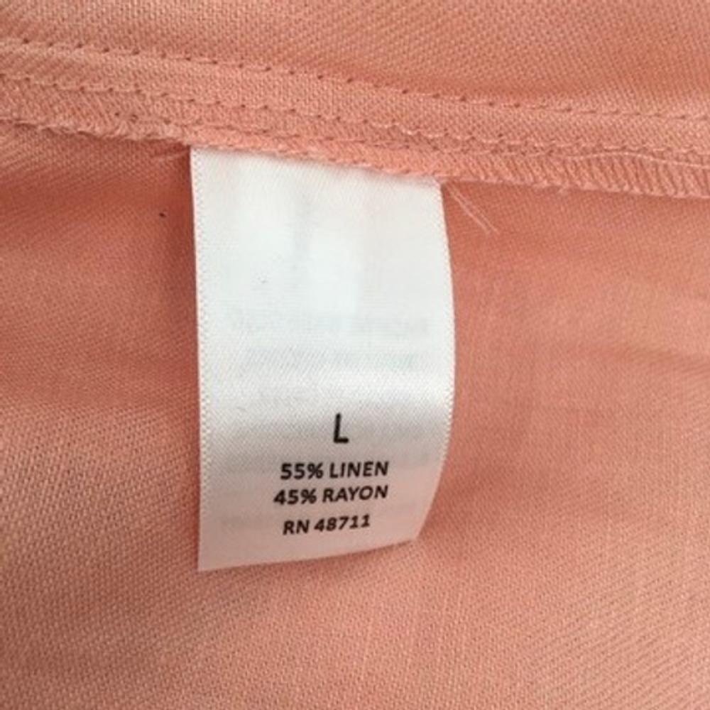 Ophelia Roe Sleeveless Linen Blend Button Down Shirt Womens L Peach Coastal - Picture 10 of 12